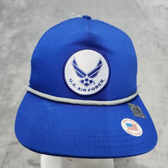 U.S. Air Force Blue Mesh Trucker Rope Hat Snapback Made In USA - Picture 2 of 9